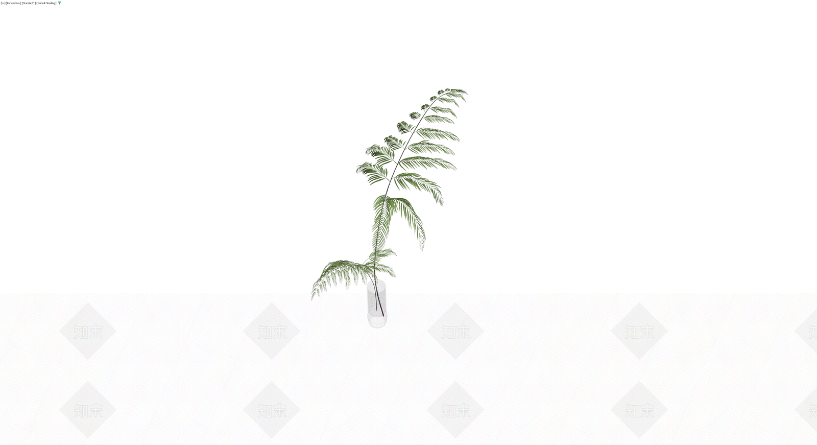 玻璃花瓶配绿植3D模型下载【ID:1229916189】