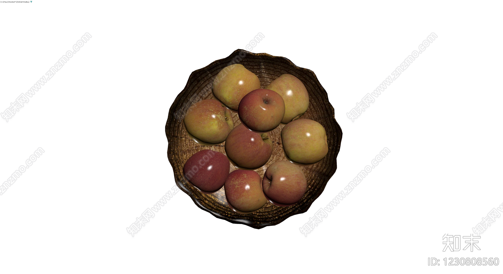 木碗盛苹果组合3D模型下载【ID:1230808560】