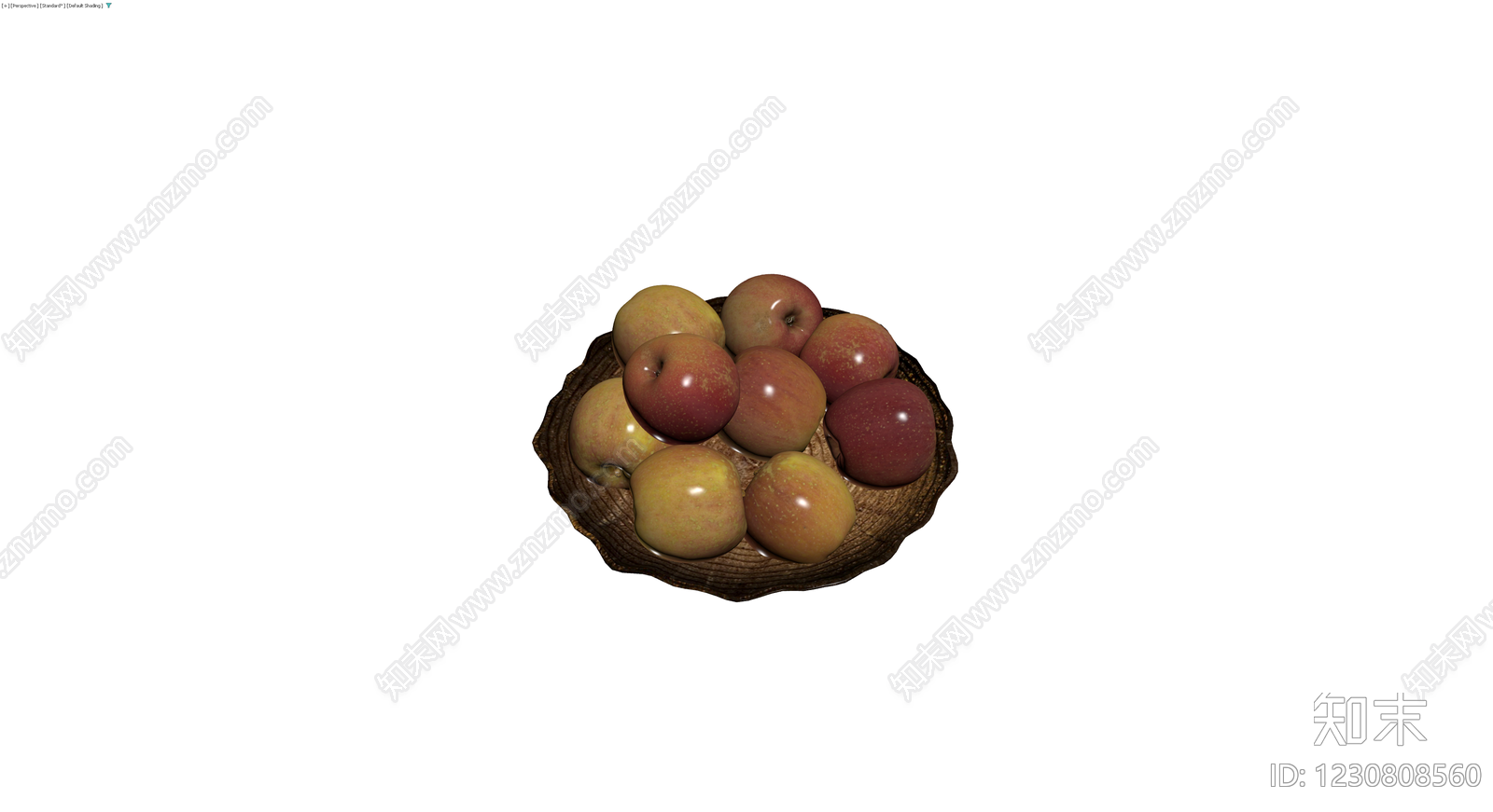 木碗盛苹果组合3D模型下载【ID:1230808560】