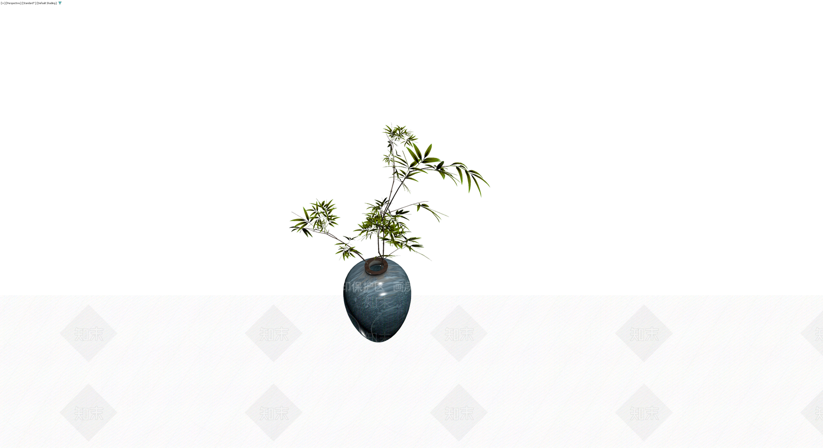 青瓷花瓶插竹盆栽3D模型下载【ID:1229863351】