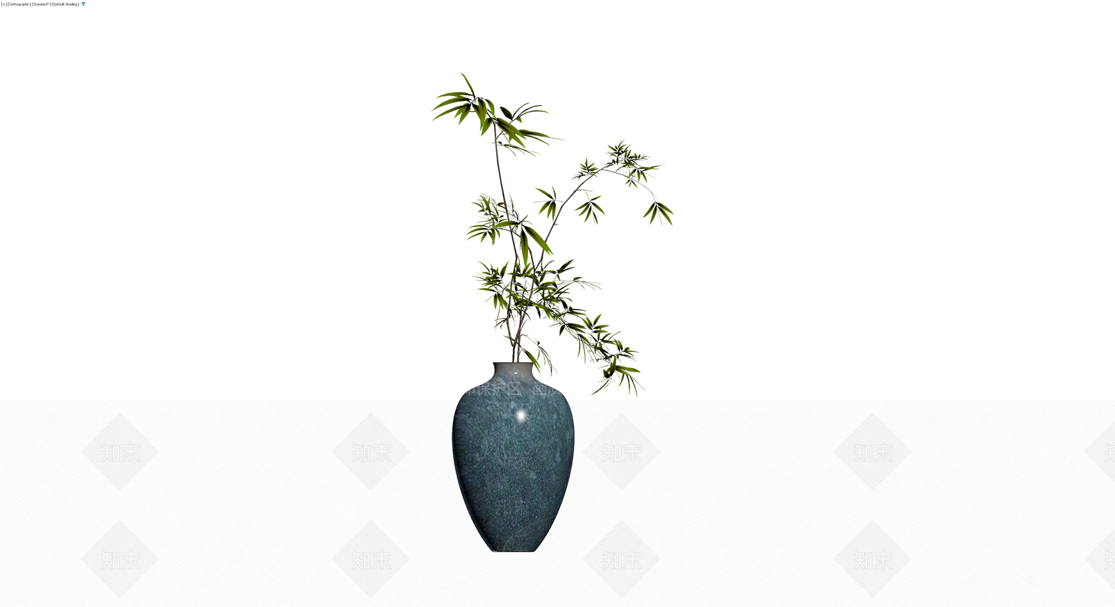 青瓷花瓶插竹盆栽3D模型下载【ID:1229863351】