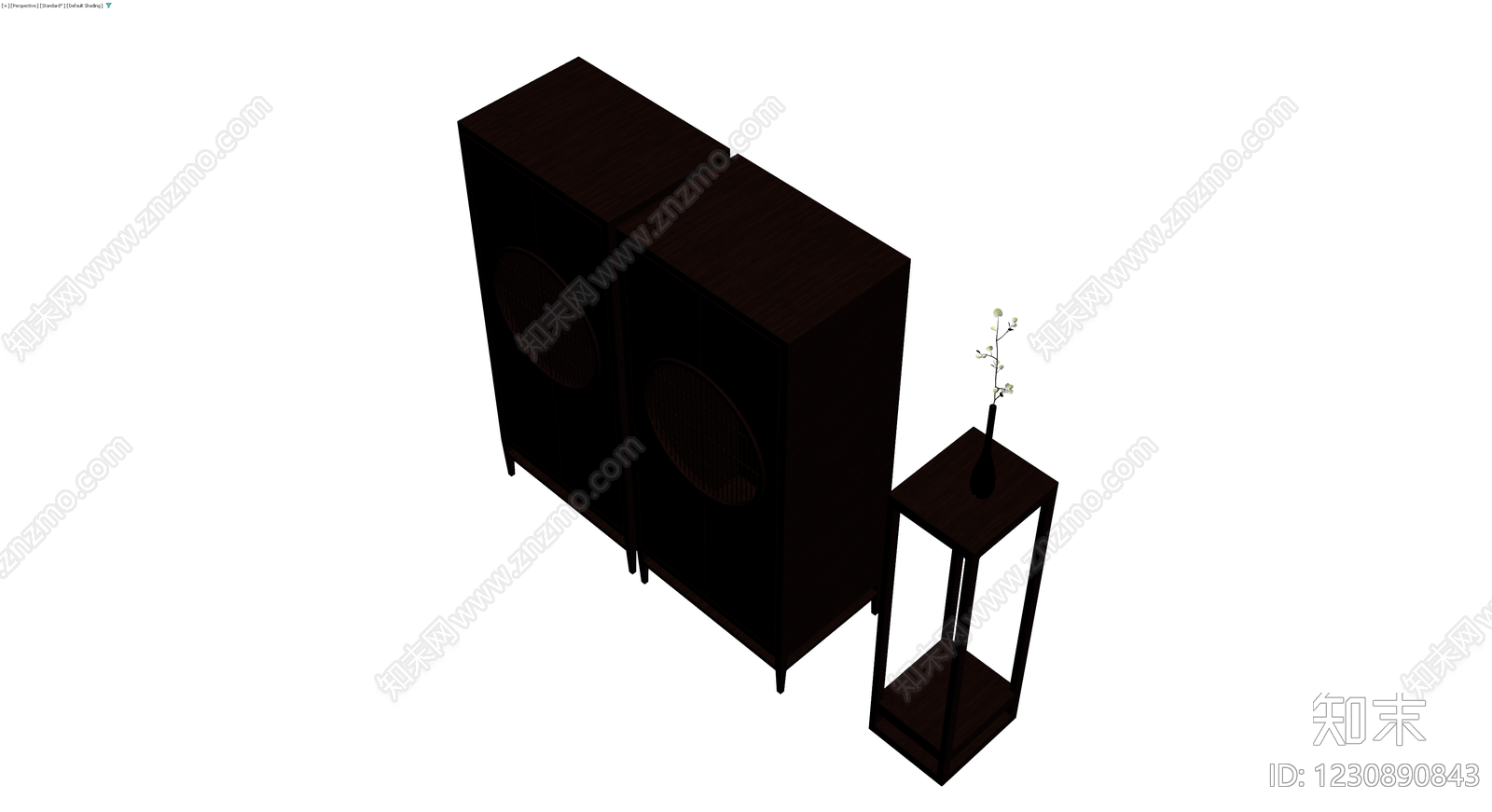 深色木质组合柜3D模型下载【ID:1230890843】