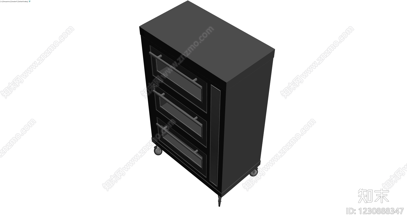 黑色三层抽屉移动柜3D模型下载【ID:1230888347】