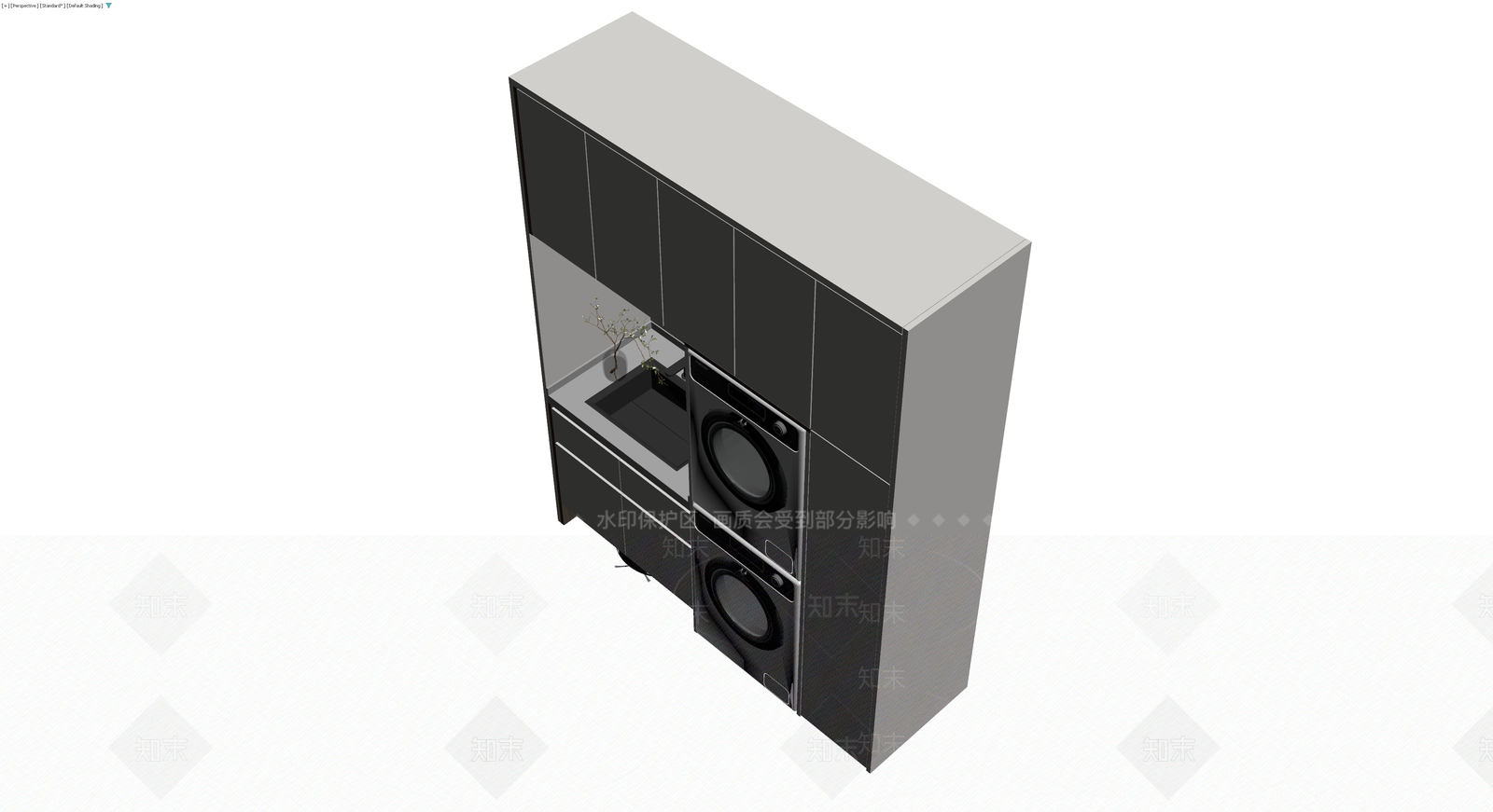 灰模洗衣柜组合体3D模型下载【ID:1230321968】