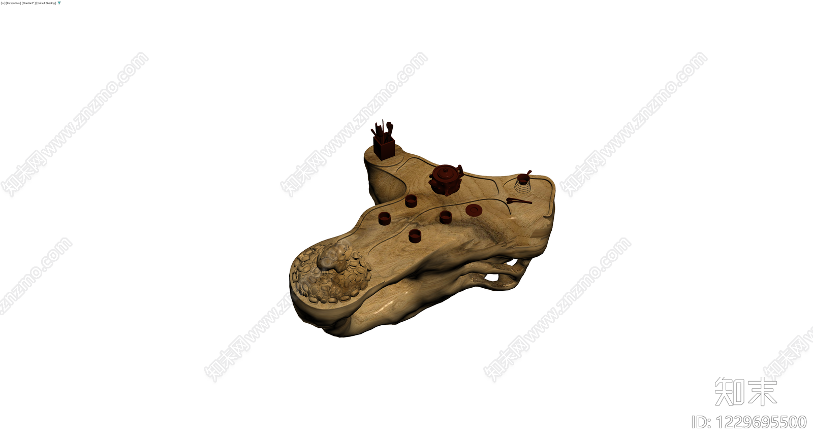根雕茶盘茶具组合3D模型下载【ID:1229695500】