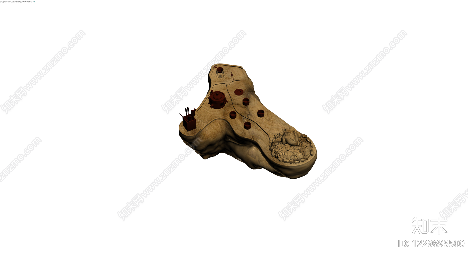 根雕茶盘茶具组合3D模型下载【ID:1229695500】
