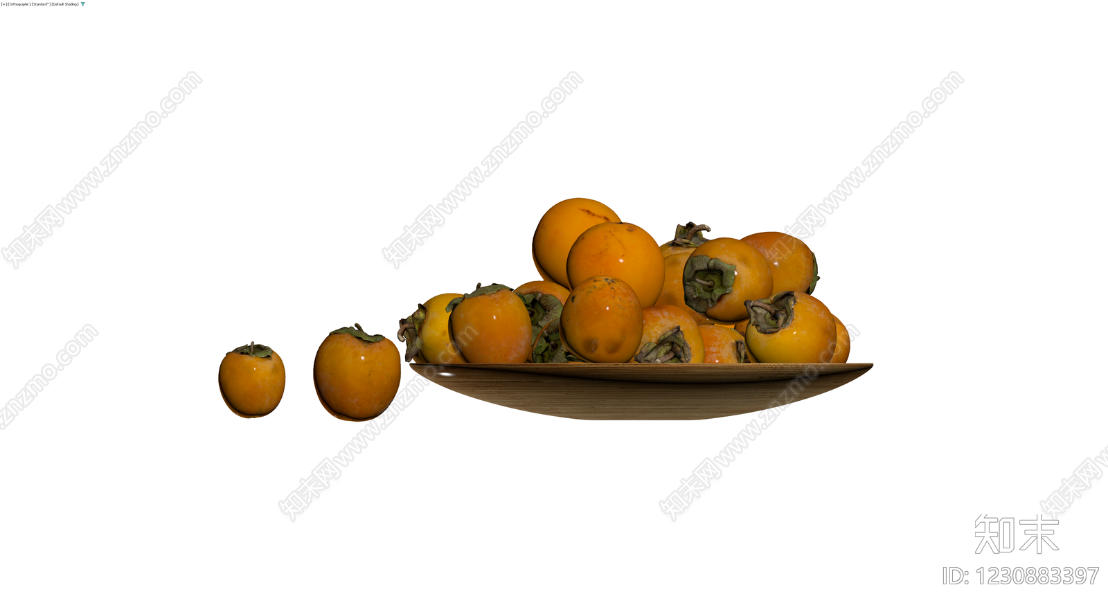 木盘盛装柿子组合3D模型下载【ID:1230883397】