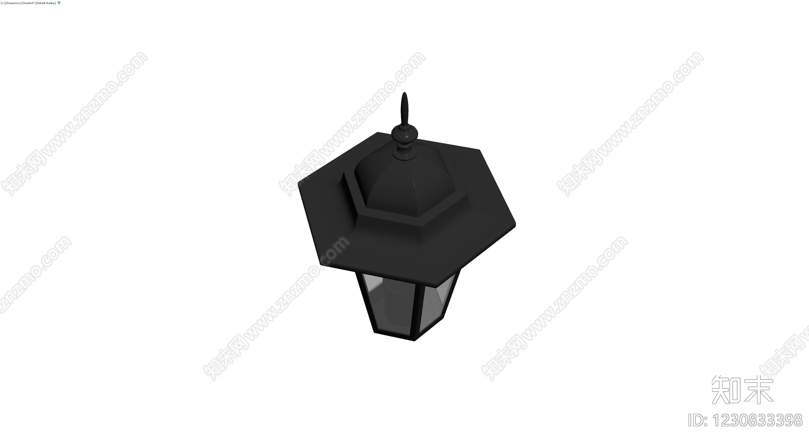 黑色六角复古庭院灯3D模型下载【ID:1230833398】