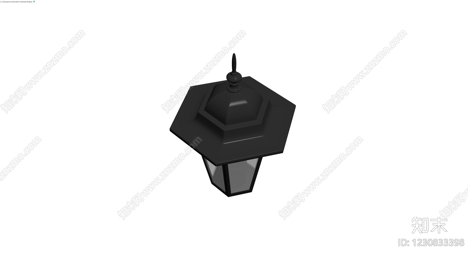 黑色六角复古庭院灯3D模型下载【ID:1230833398】