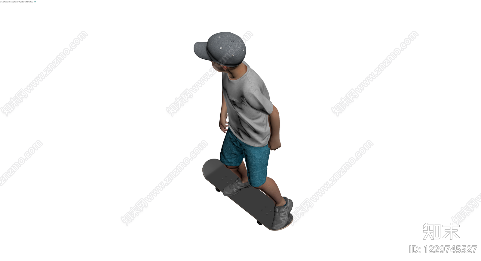 滑板人物角色模型3D模型下载【ID:1229745527】