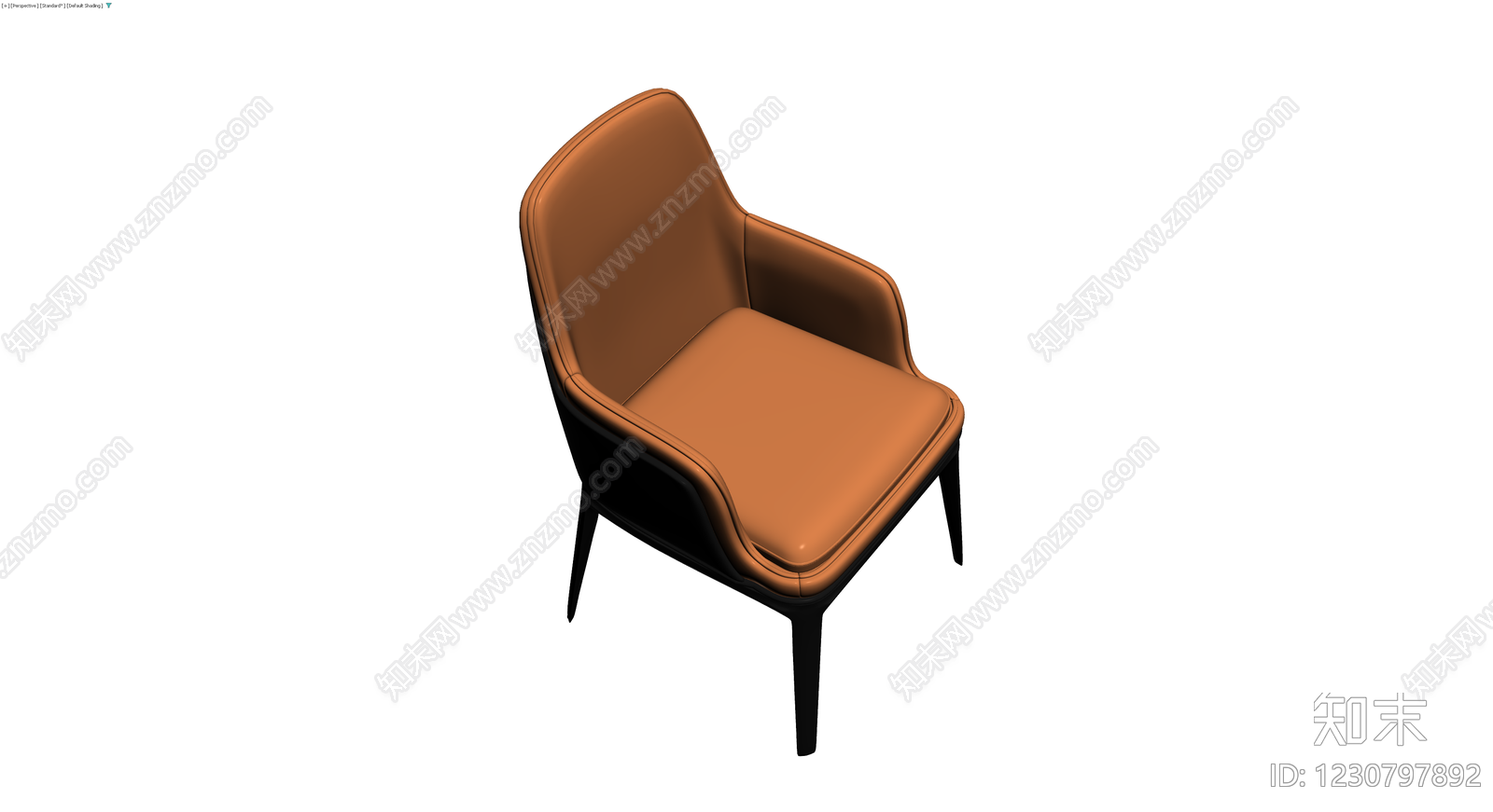 棕色软包扶手椅3D模型下载【ID:1230797892】