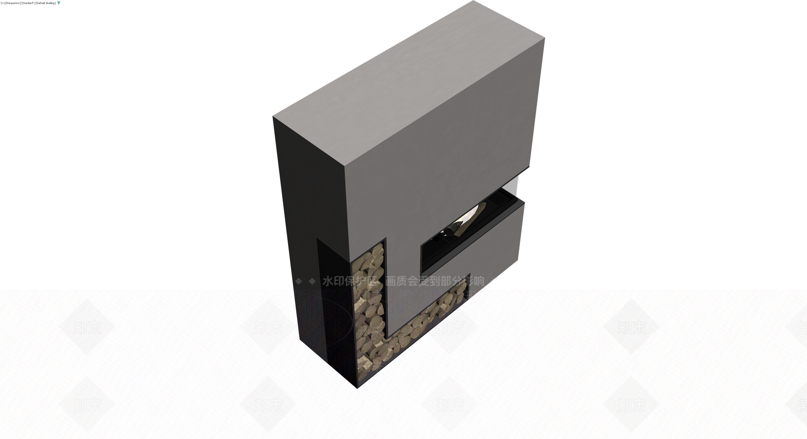 现代壁炉带柴火收纳3D模型下载【ID:1230598832】