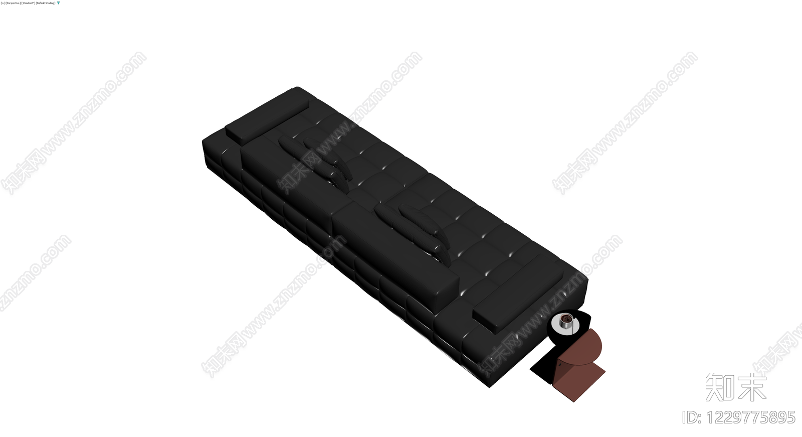 黑色皮质组合沙发3D模型下载【ID:1229775895】