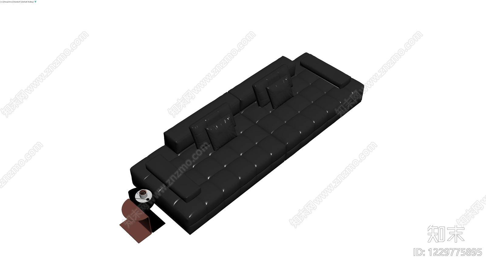 黑色皮质组合沙发3D模型下载【ID:1229775895】