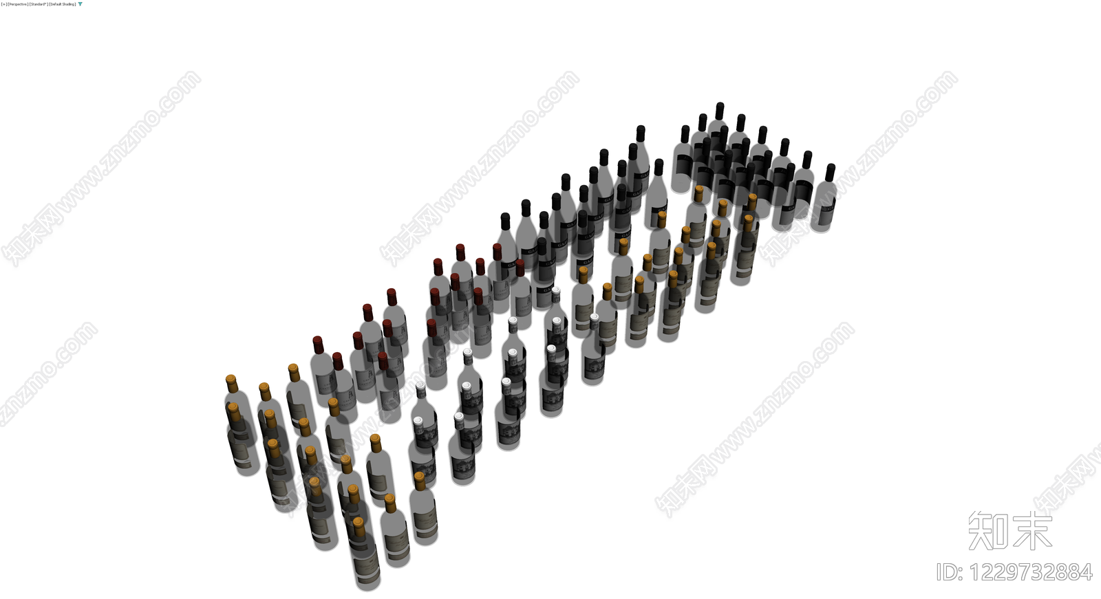 红酒瓶陈列组合3D模型下载【ID:1229732884】