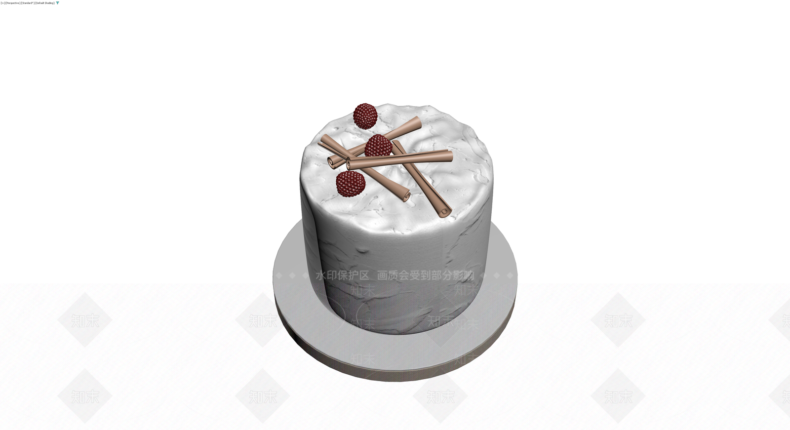 覆盆子巧克力装饰蛋糕3D模型下载【ID:1230177786】
