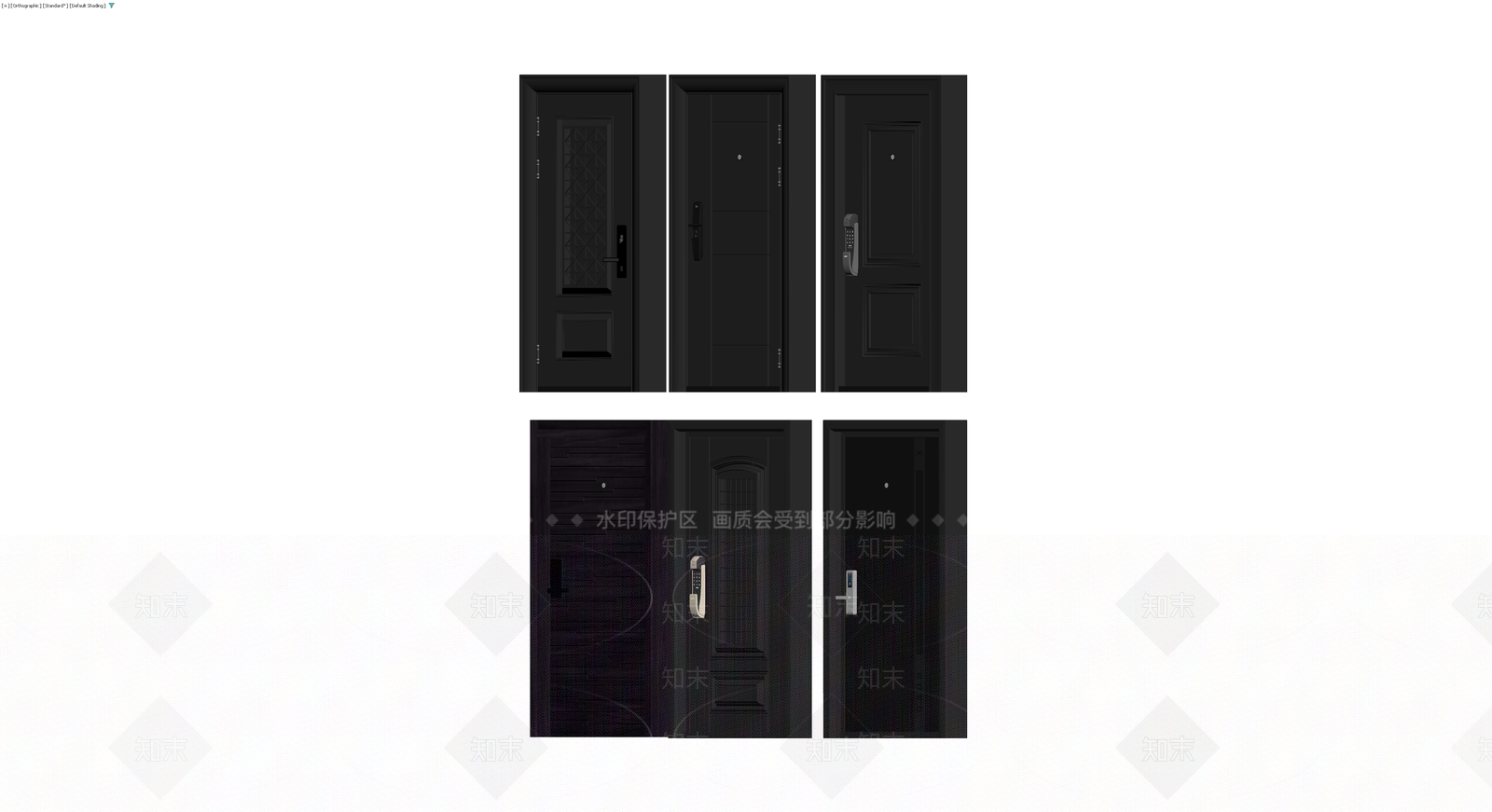 多款式黑色防盗门组合3D模型下载【ID:1230386635】