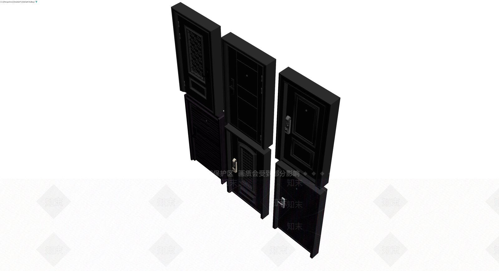 多款式黑色防盗门组合3D模型下载【ID:1230386635】