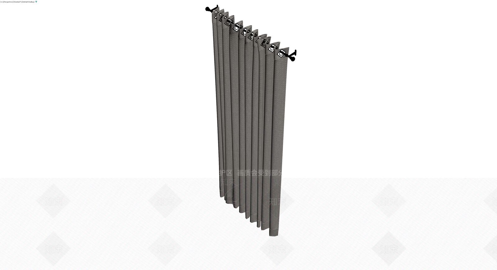 灰色布艺窗帘3D模型下载【ID:1230317975】