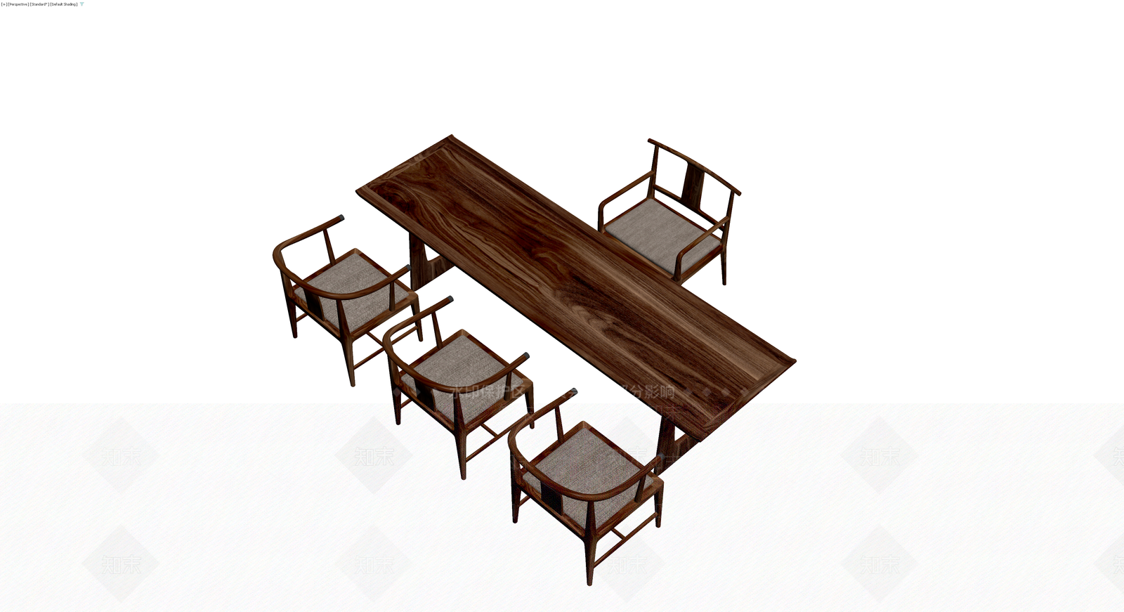 实木餐桌椅组合3D模型下载【ID:1230120031】