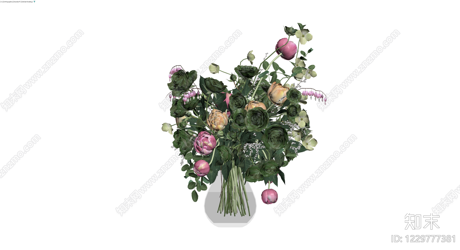 带花瓶完整插花组合3D模型下载【ID:1229777381】