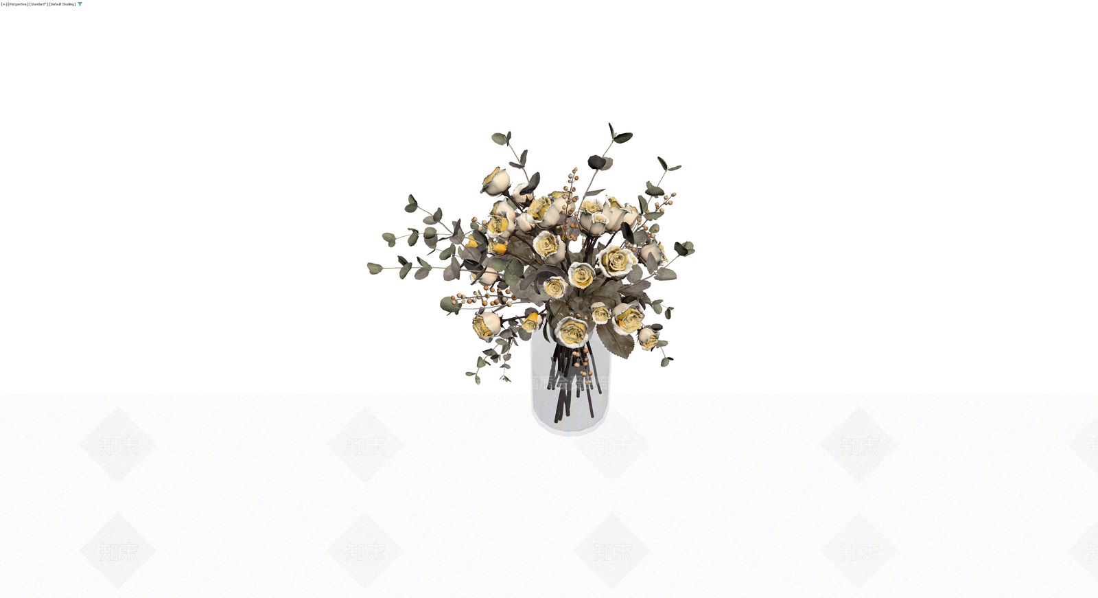 透明玻璃瓶插鲜花3D模型下载【ID:1229970163】