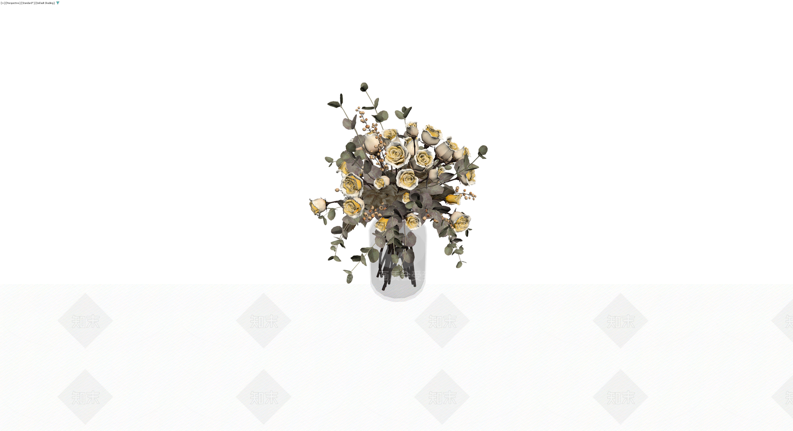 透明玻璃瓶插鲜花3D模型下载【ID:1229970163】