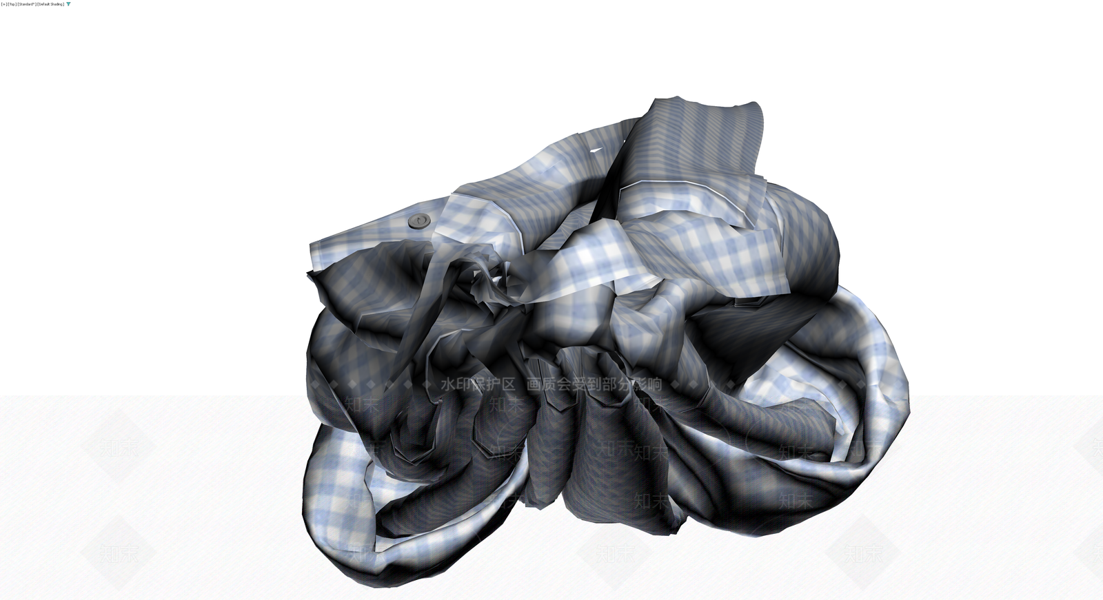 蓝白格纹褶皱衬衫3D模型下载【ID:1230671019】