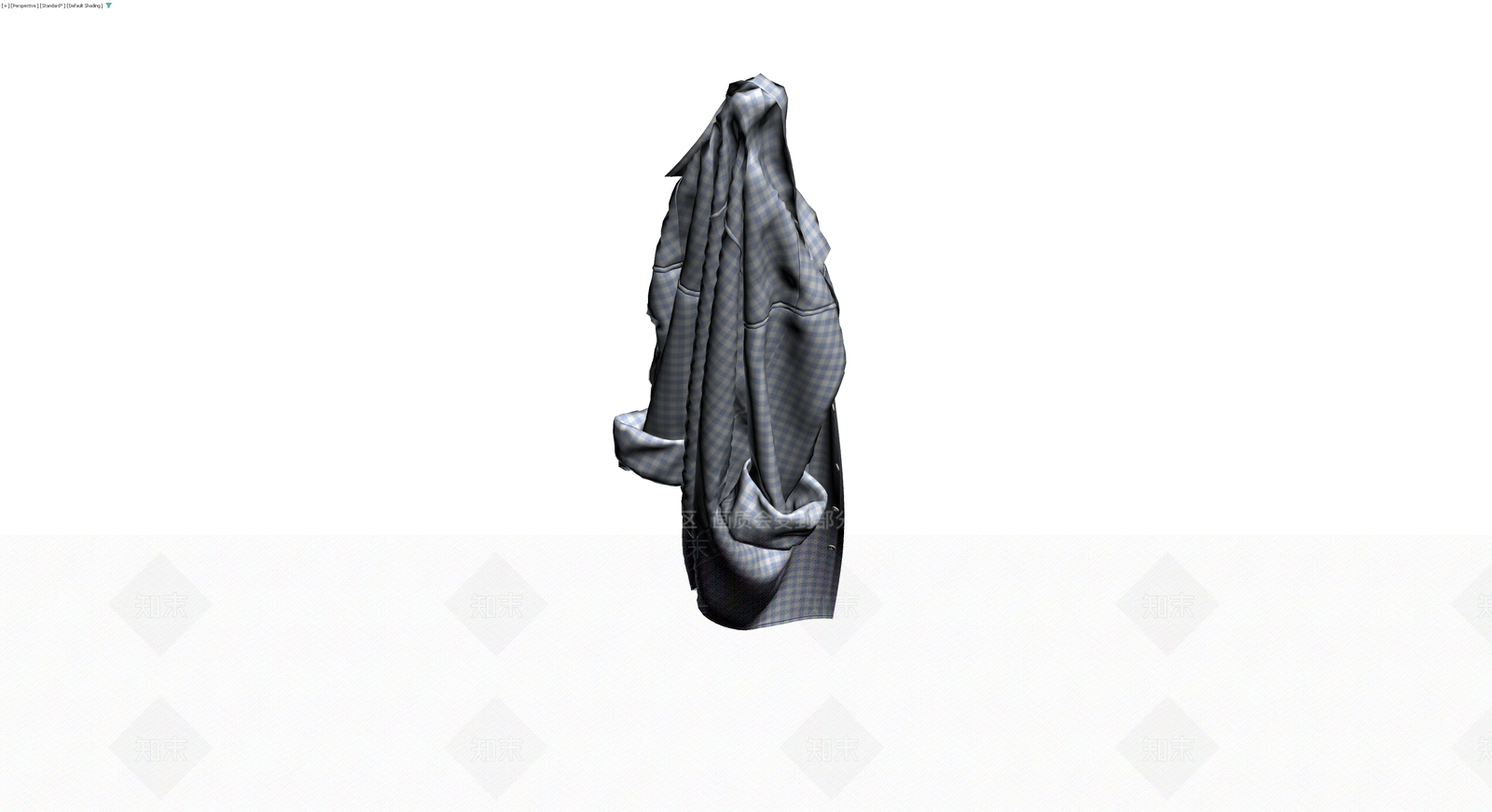 蓝白格纹褶皱衬衫3D模型下载【ID:1230671019】