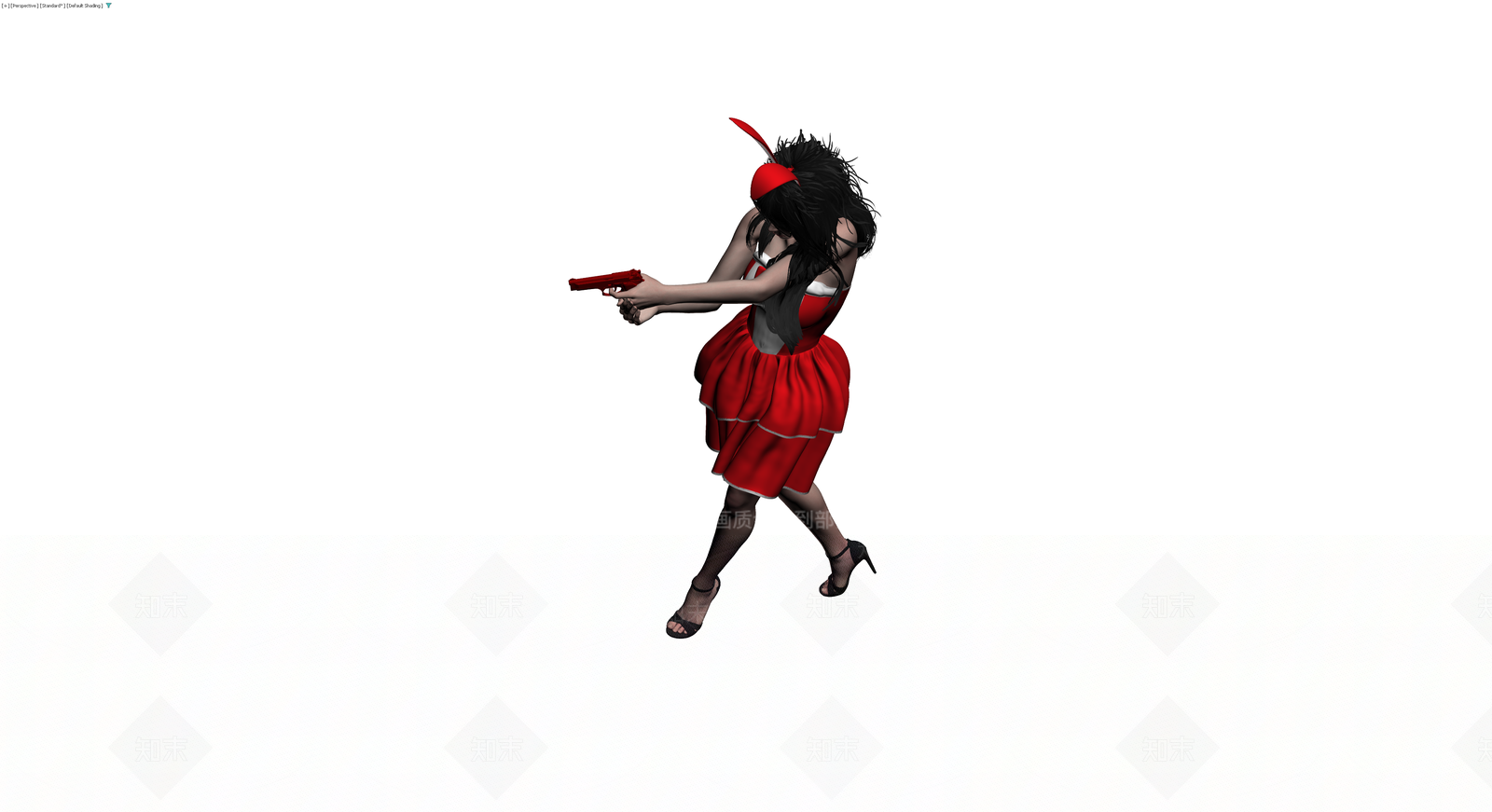 红兔女郎持枪3D模型3D模型下载【ID:1230614058】