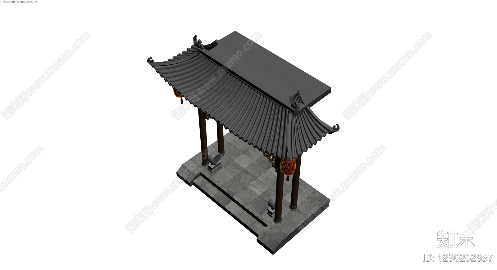 中式凉亭景观小品3D模型下载【ID:1230262857】