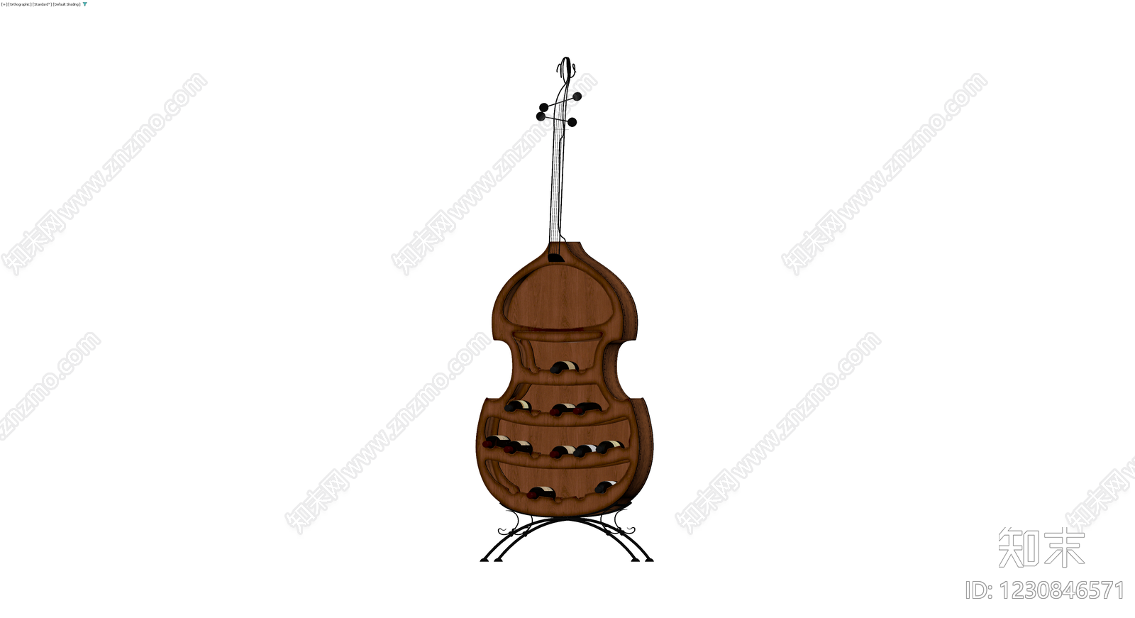 低音提琴造型红酒架3D模型下载【ID:1230846571】