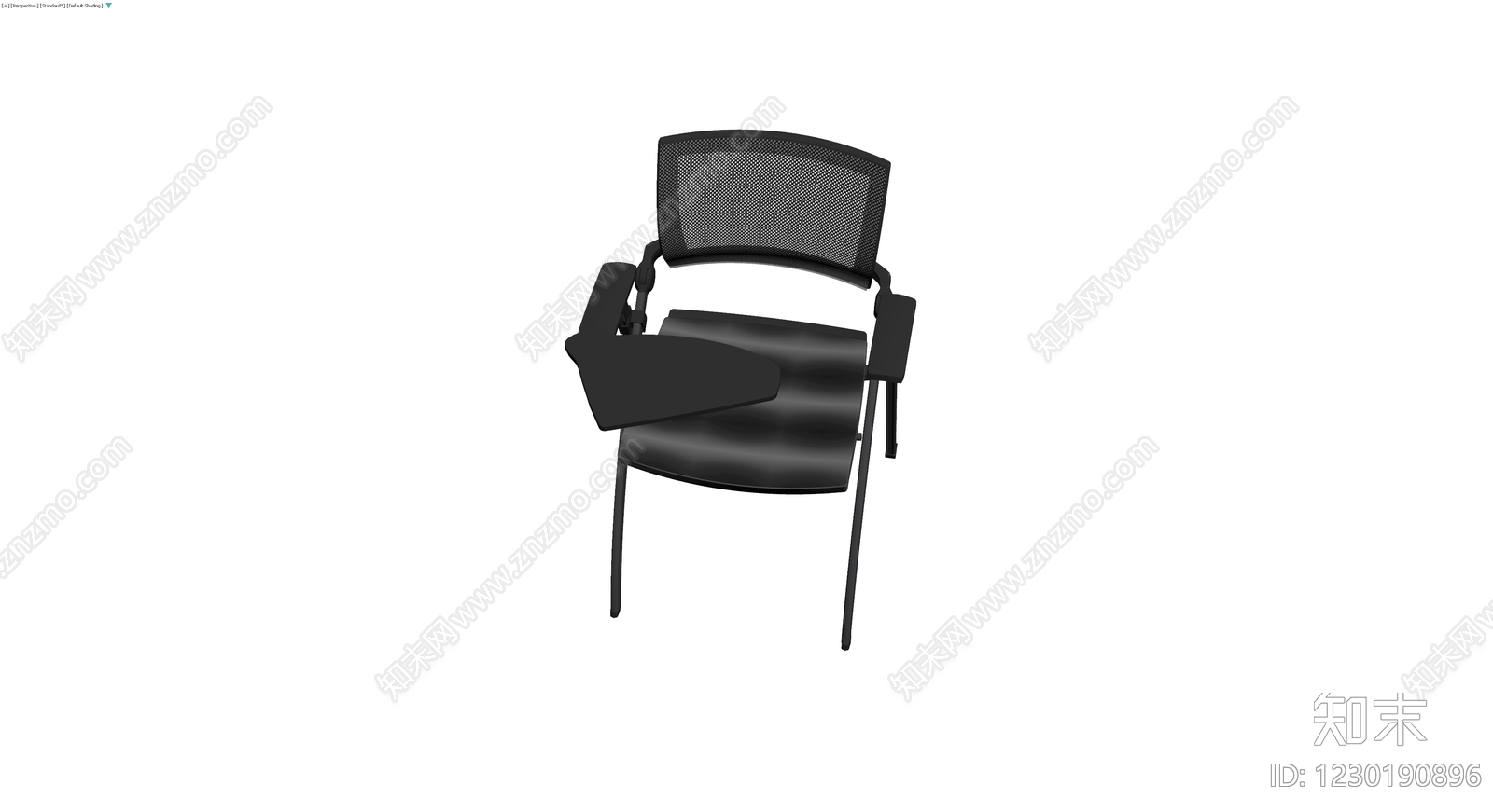 带写字板黑色网布折叠椅3D模型下载【ID:1230190896】