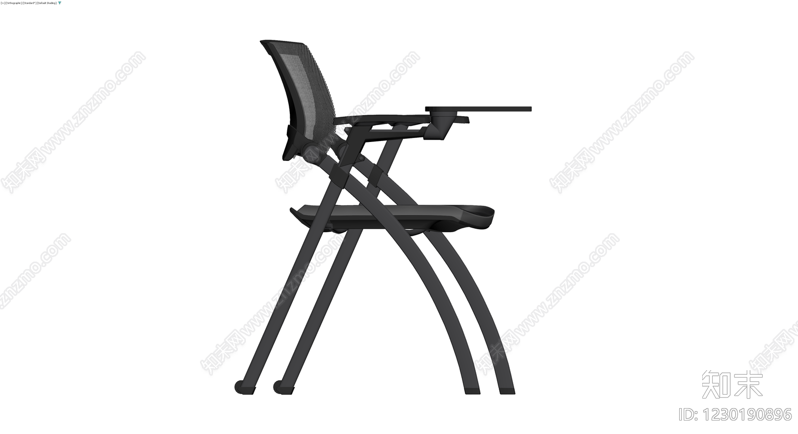 带写字板黑色网布折叠椅3D模型下载【ID:1230190896】