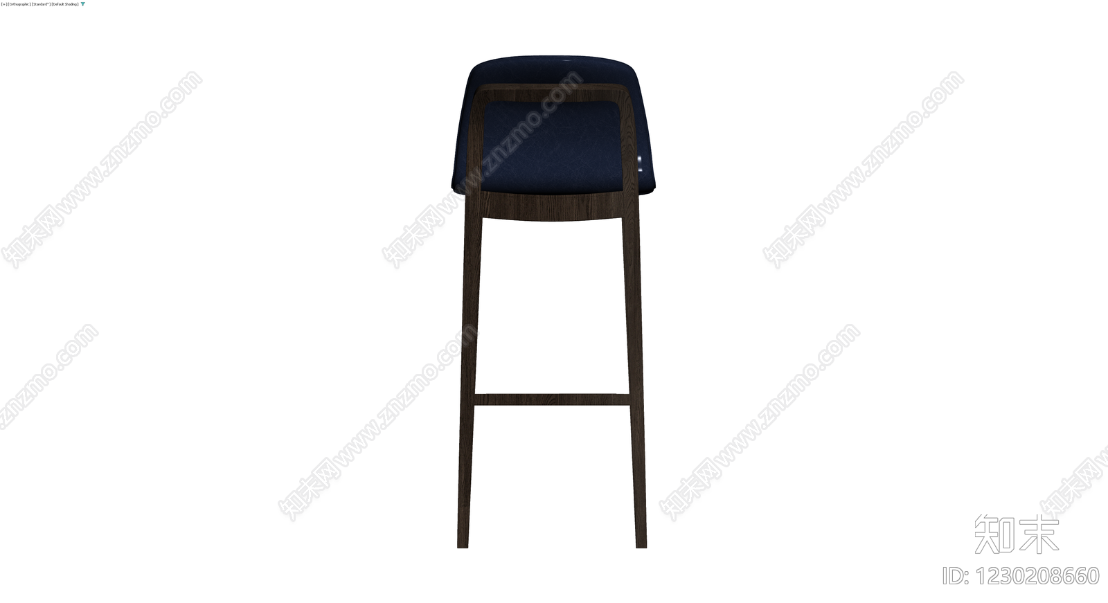 深蓝色软包高脚椅3D模型下载【ID:1230208660】