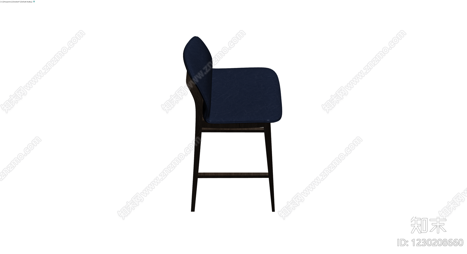 深蓝色软包高脚椅3D模型下载【ID:1230208660】