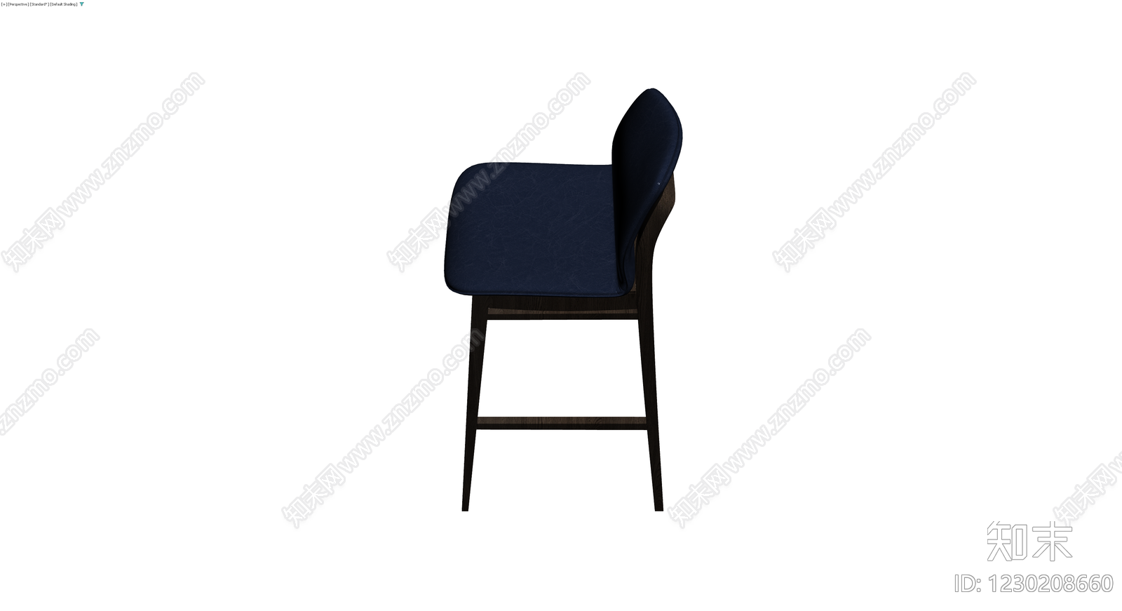 深蓝色软包高脚椅3D模型下载【ID:1230208660】