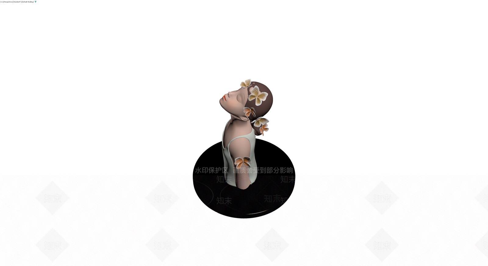 蝴蝶装饰人物雕塑3D模型下载【ID:1230582192】