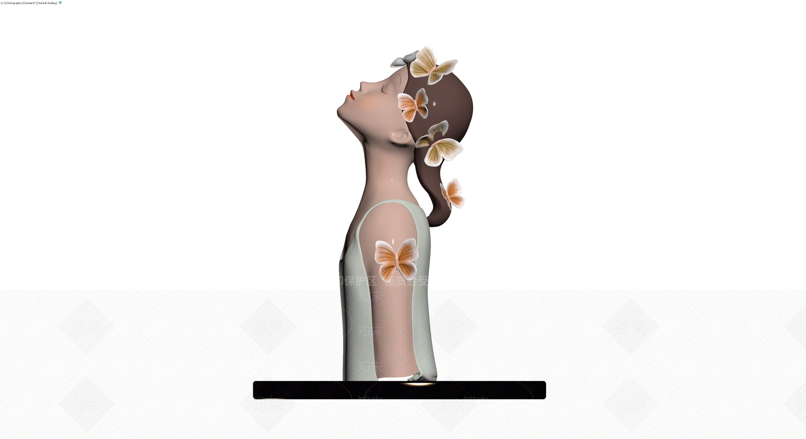 蝴蝶装饰人物雕塑3D模型下载【ID:1230582192】