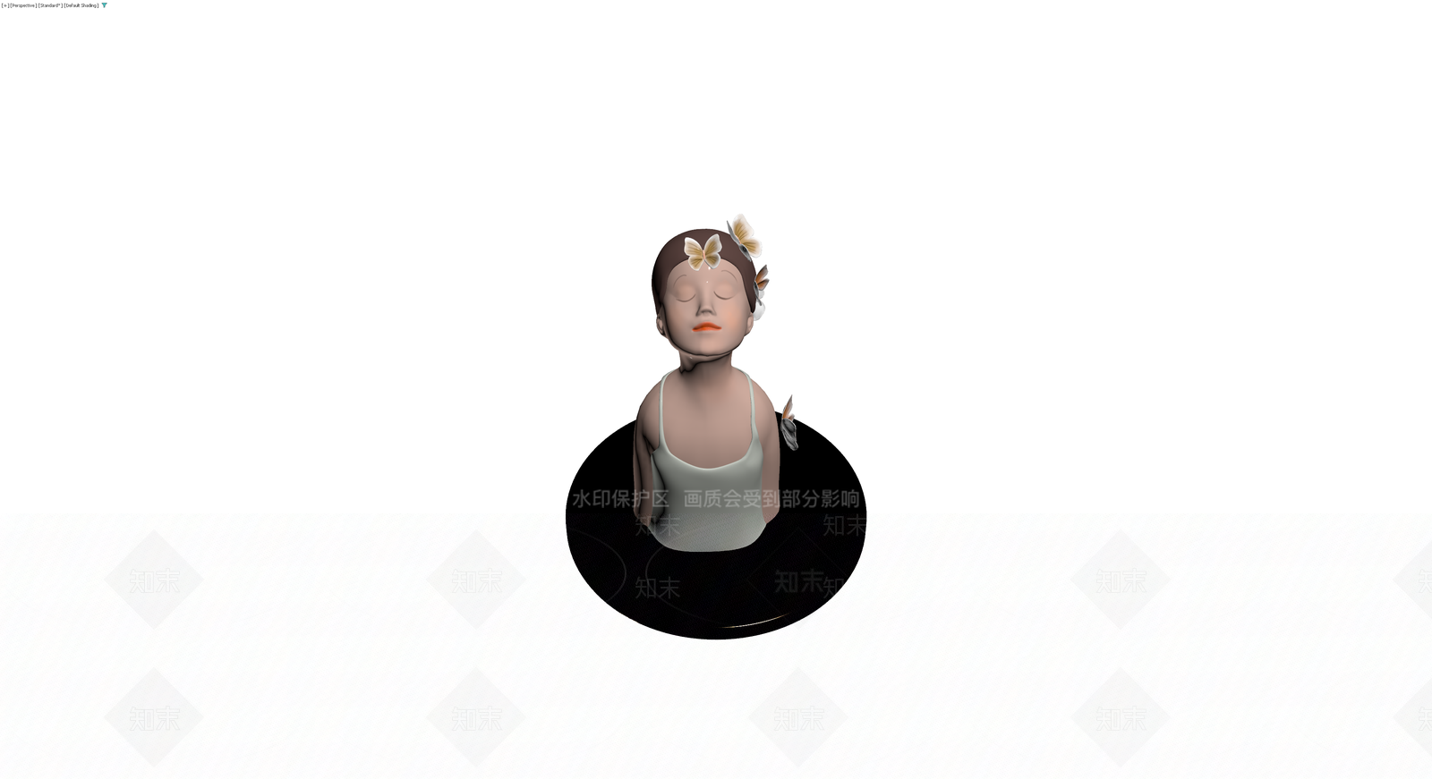 蝴蝶装饰人物雕塑3D模型下载【ID:1230582192】
