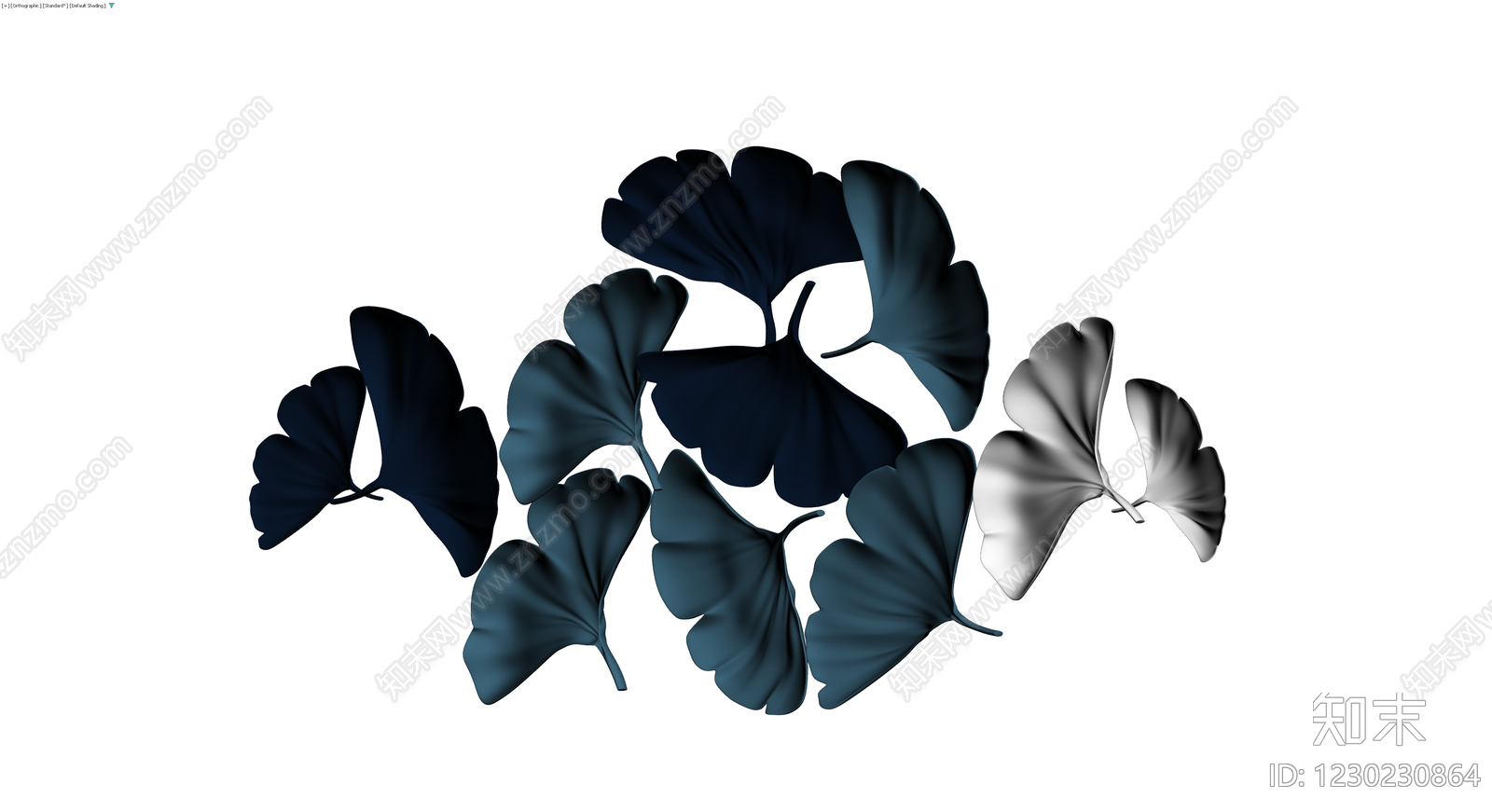 银杏叶组合装饰3D模型下载【ID:1230230864】