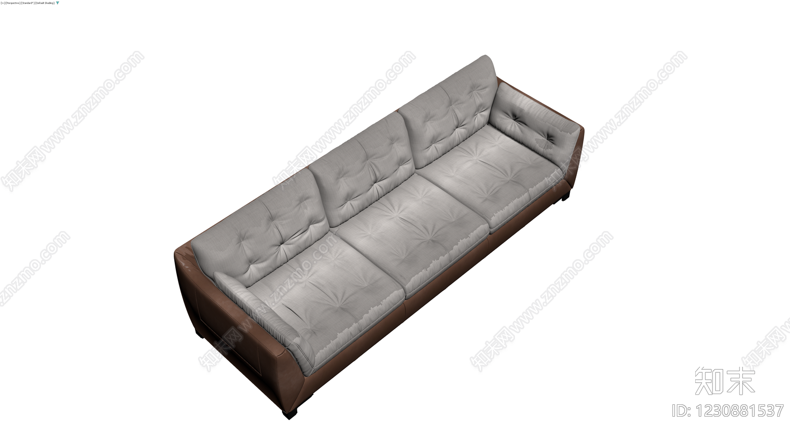 棕色框架灰色布艺沙发3D模型下载【ID:1230881537】