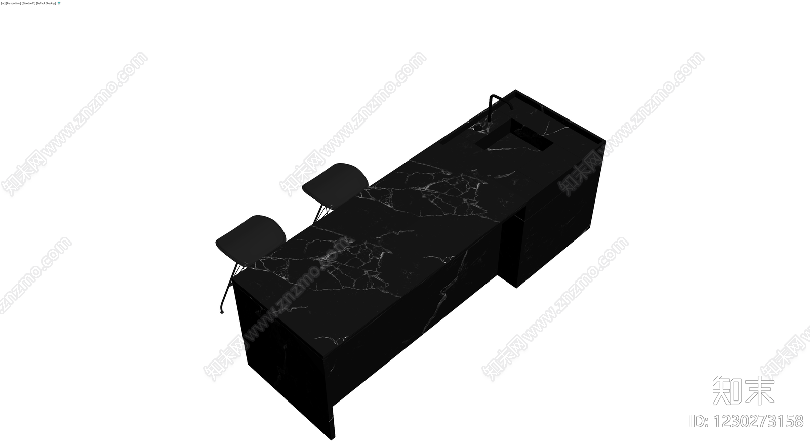 黑色大理石吧台椅组合3D模型下载【ID:1230273158】
