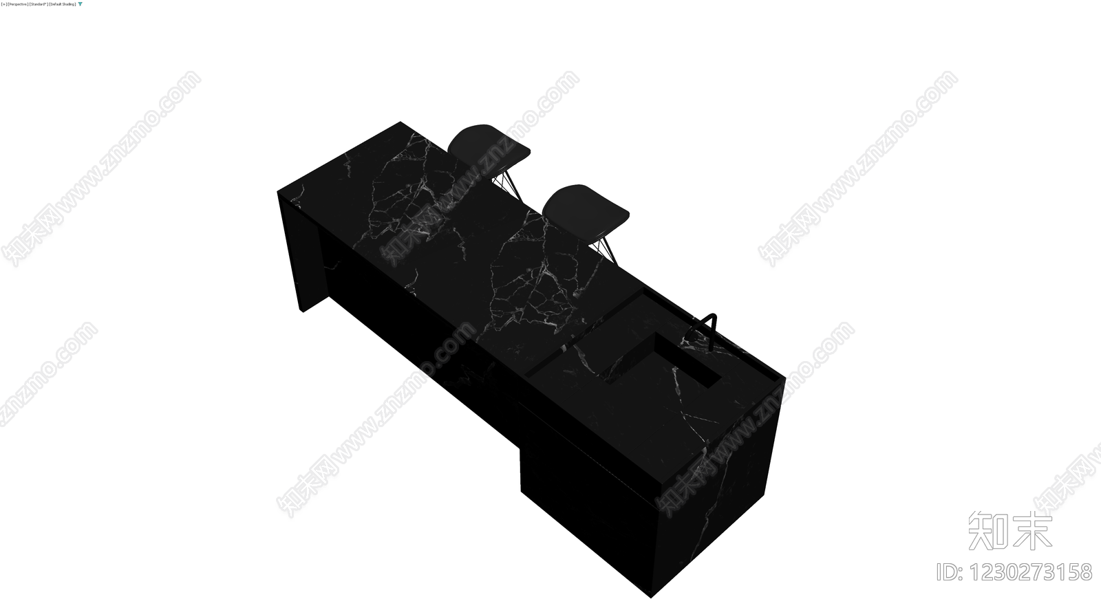 黑色大理石吧台椅组合3D模型下载【ID:1230273158】