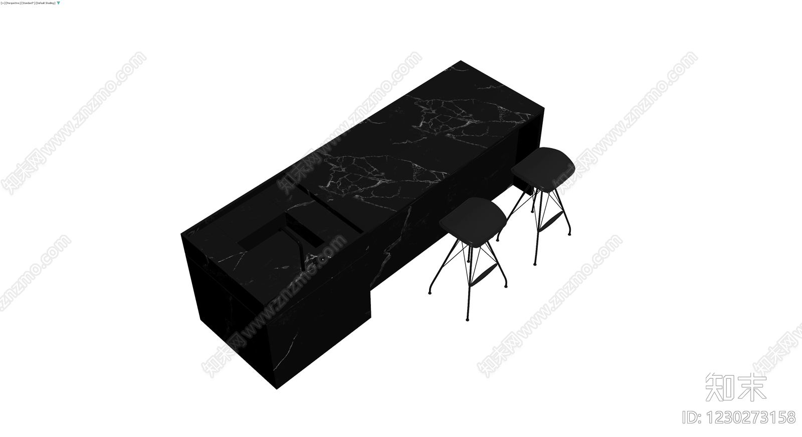 黑色大理石吧台椅组合3D模型下载【ID:1230273158】