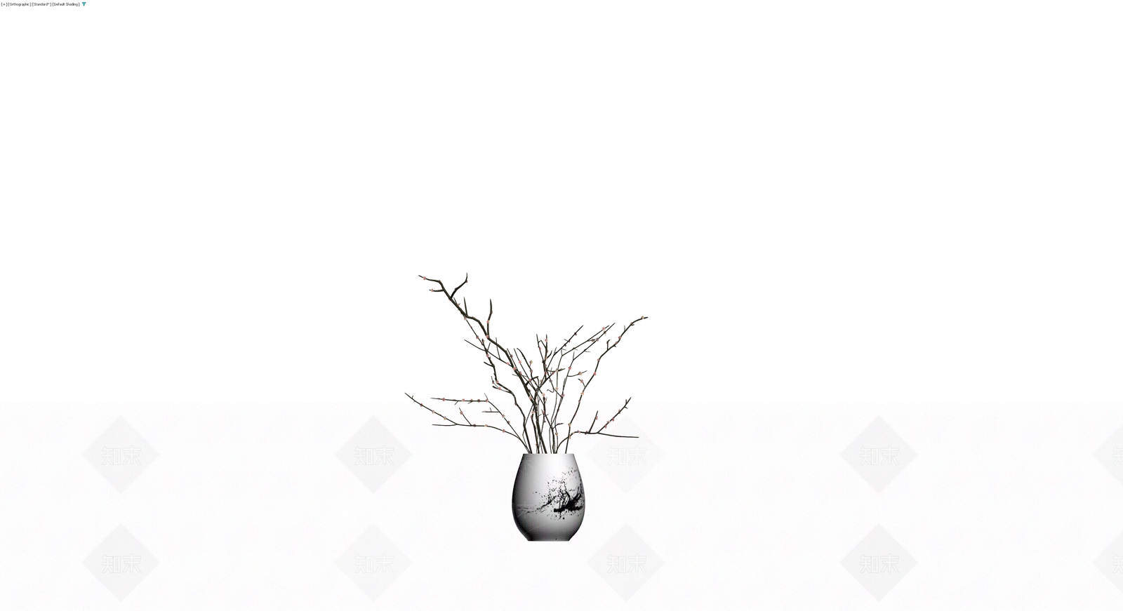 白瓷花瓶插花3D模型下载【ID:1230710320】