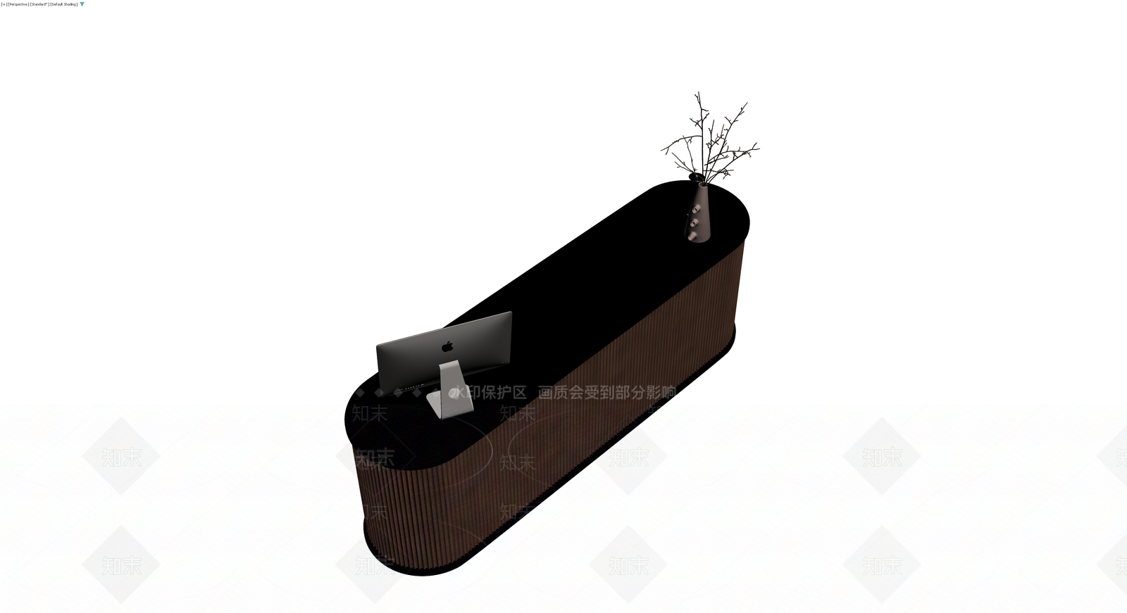 弧形木纹接待台3D模型下载【ID:1230102779】