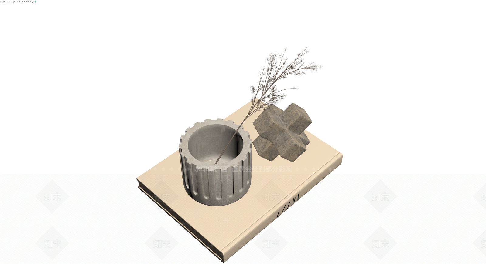 花瓶与石质雕塑组合3D模型下载【ID:1229845169】