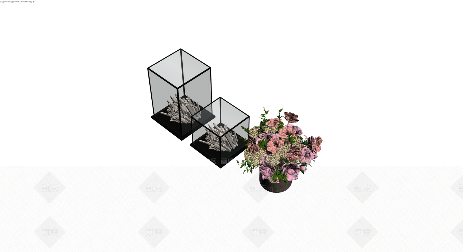 展示柜与花艺组合3D模型下载【ID:1230184489】