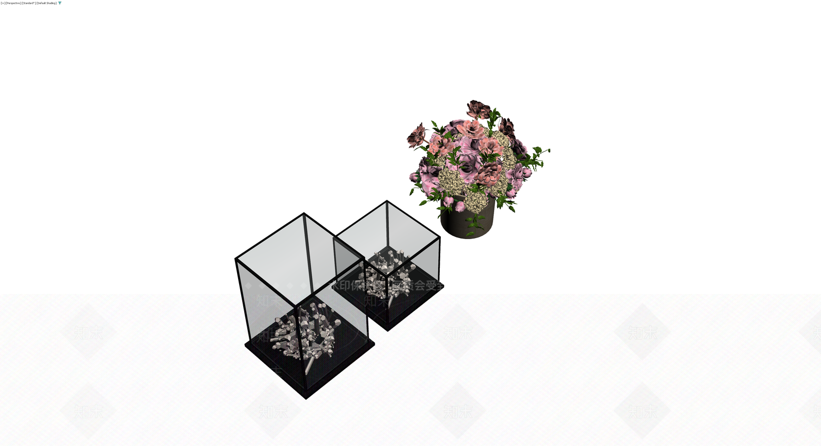 展示柜与花艺组合3D模型下载【ID:1230184489】